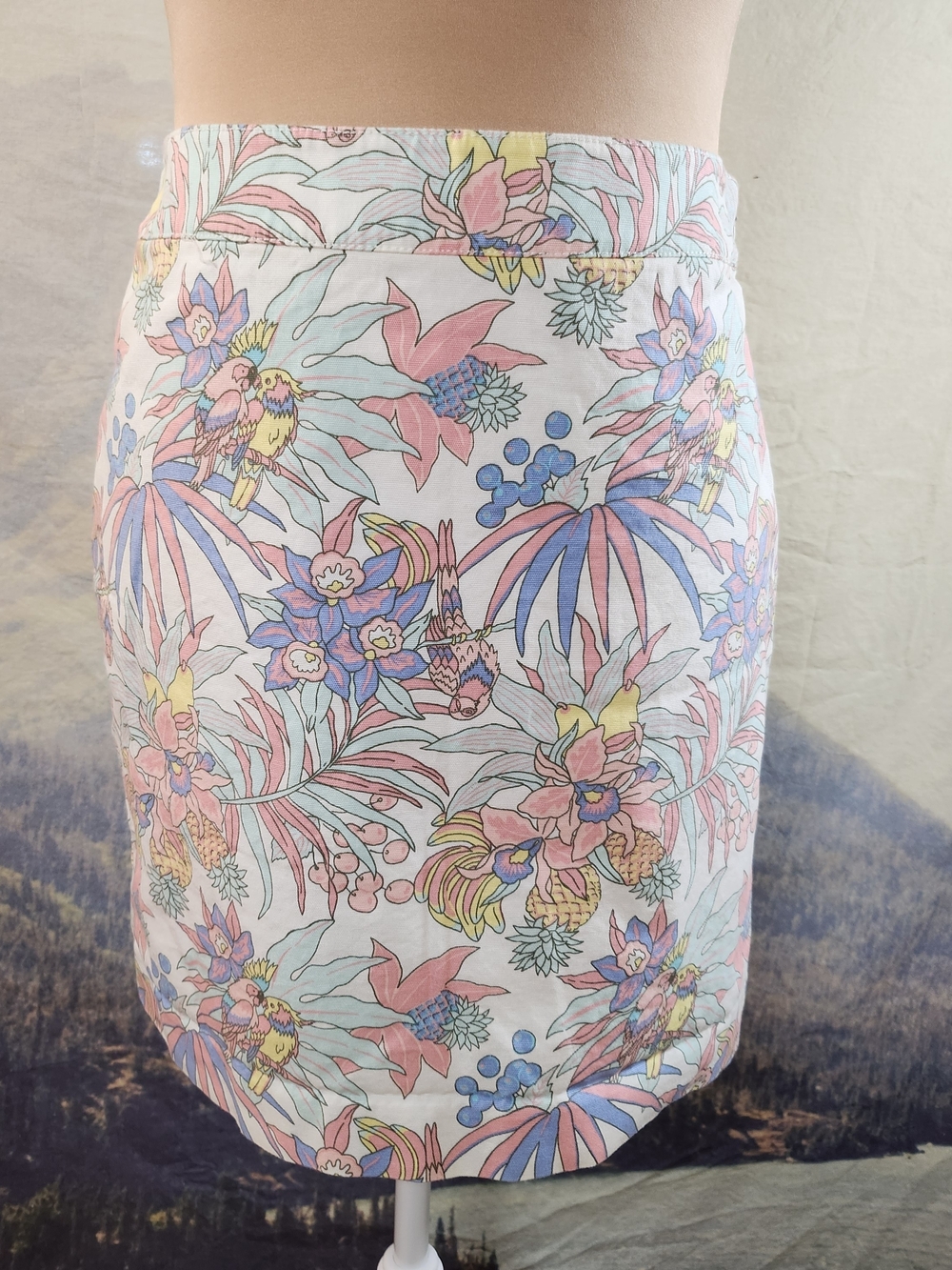 Talbots Parrot Tropical Print Skirt 8